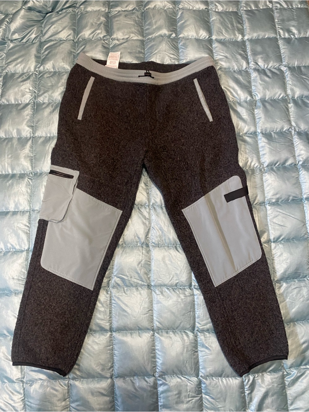 Smartwool Men's Dark Grey Fleece Pants with Light Gray Panels